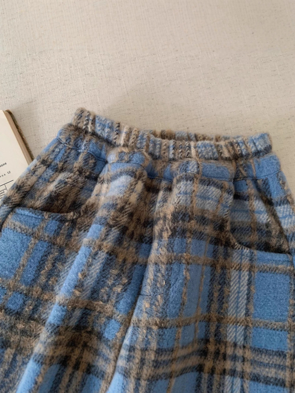 Korejski casual dječje hlače s fleece podstavom, vuneni materijal, 100% poliester, mrežasti uzorak