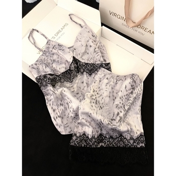 Pidzama set s leopard printom, top bez ramena i kratke hlače, ljetni model, velika veličina