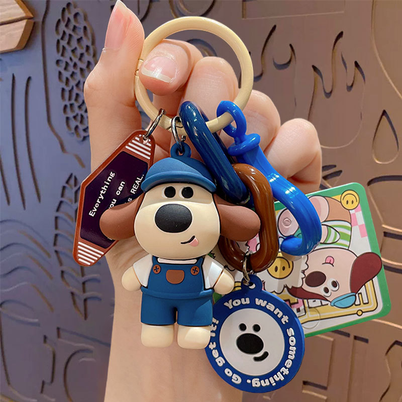 Ключодържател с кученце в стил анимационен, PVC сплав, стил карикатура, готов за подарък за сватби и рождени дни