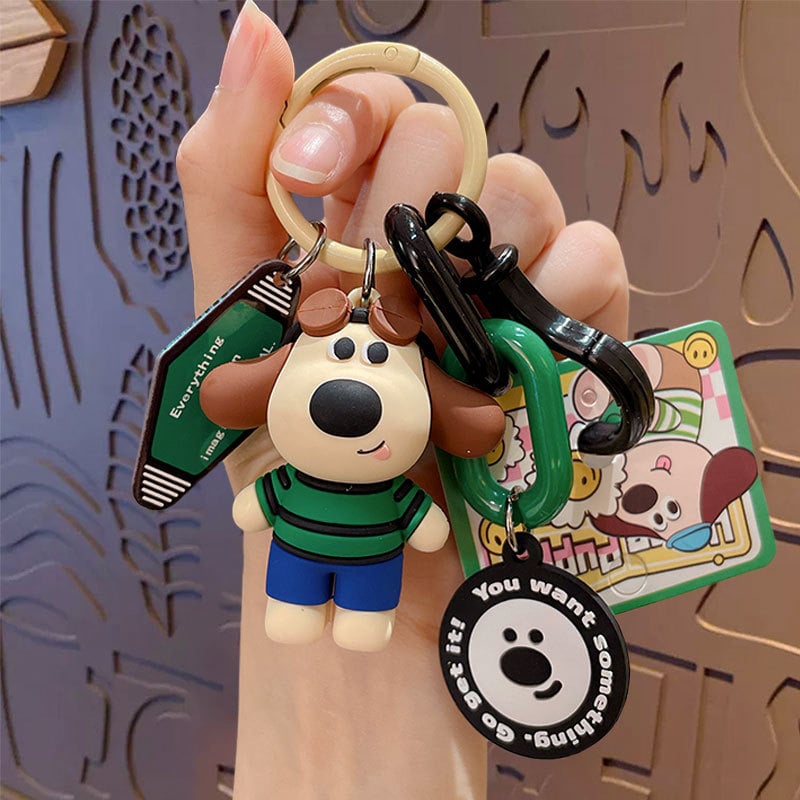 Ключодържател с кученце в стил анимационен, PVC сплав, стил карикатура, готов за подарък за сватби и рождени дни