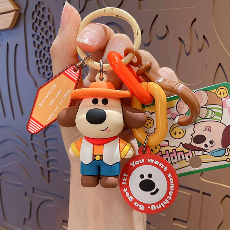 Ключодържател с кученце в стил анимационен, PVC сплав, стил карикатура, готов за подарък за сватби и рождени дни