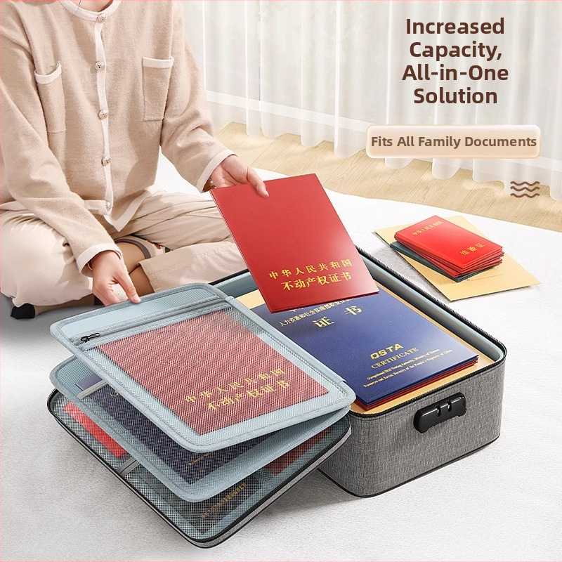 Viacvrstvová taška na dokumenty, veľká kapacita, Oxford látka, priečinok na pas, kubický tvar