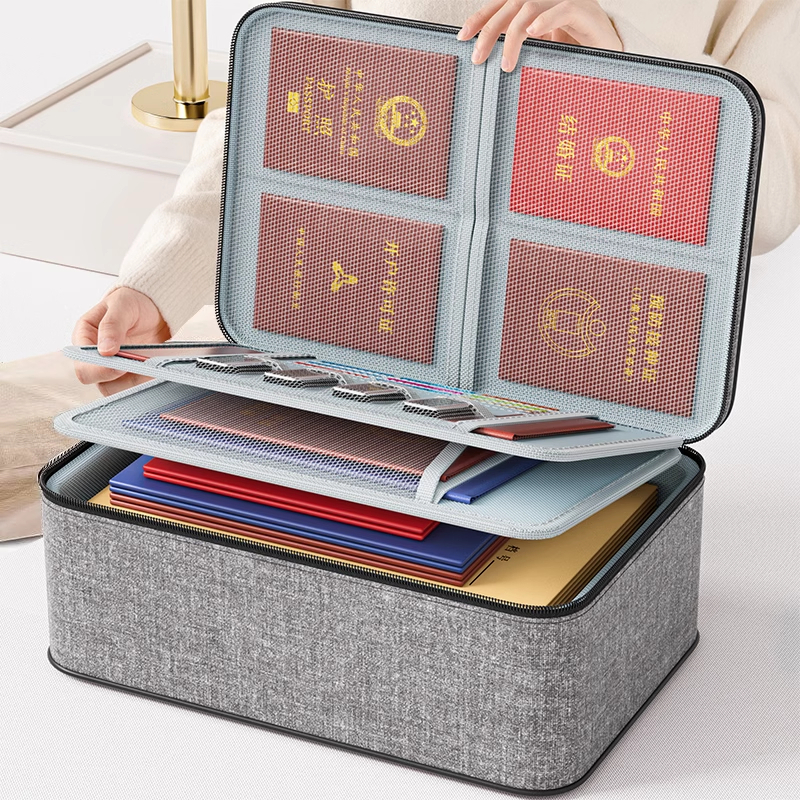 Viacvrstvová taška na dokumenty, veľká kapacita, Oxford látka, priečinok na pas, kubický tvar