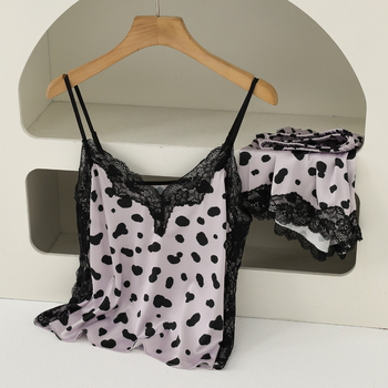 Ice Silk pyžama, top bez rukávov s čipkou na chrbte a krátke nohavice, tenká, priedušná letná nočná oblečenie