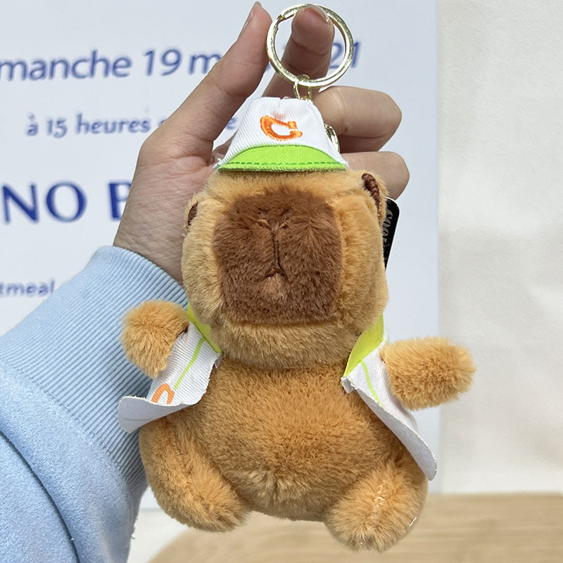 Плюшена капибара – подвеска за чанта и ключодържател, карикатурен стил, плюшена играчка, подходящ подарък