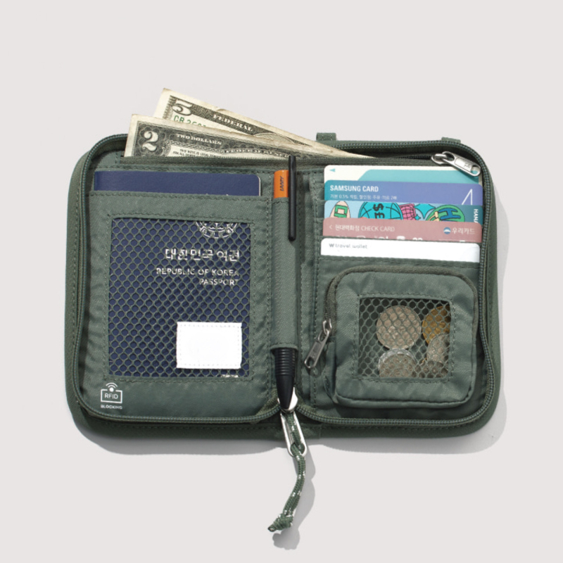 Nylonová RFID cestovná peňaženka na pas, s crossbody popruhom a viacerými vreckami