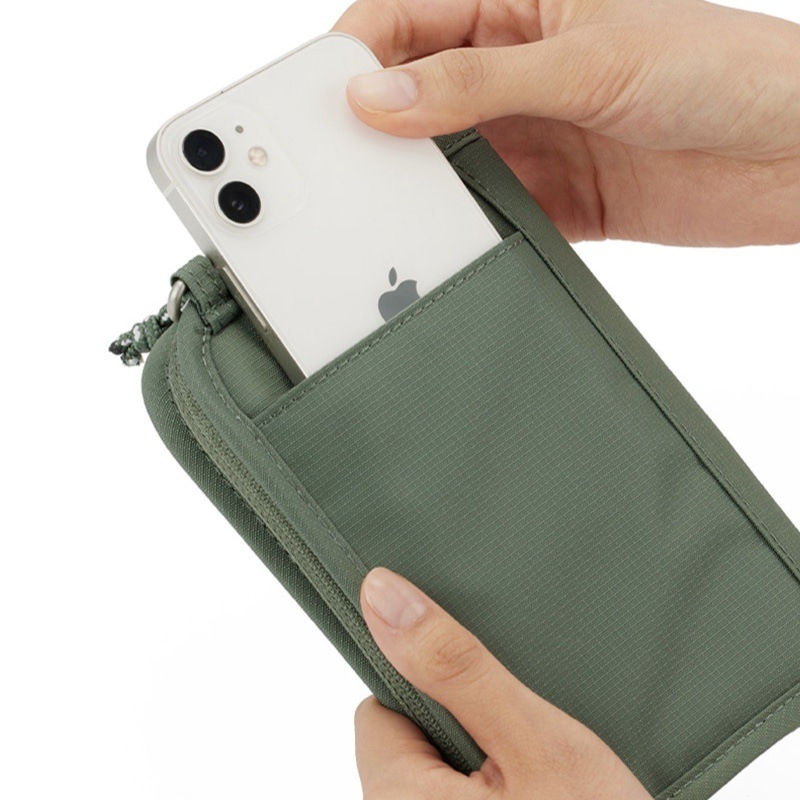 Nylonová RFID cestovná peňaženka na pas, s crossbody popruhom a viacerými vreckami