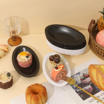 Ovalný tanier na korenie z melamínu, reštauračná riad, jednovrstvové formovanie, moderný jednoduchý štýl, vhodné pre hotely a stravovanie