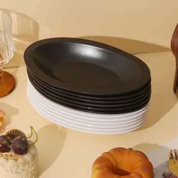 Ovalný tanier na korenie z melamínu, reštauračná riad, jednovrstvové formovanie, moderný jednoduchý štýl, vhodné pre hotely a stravovanie