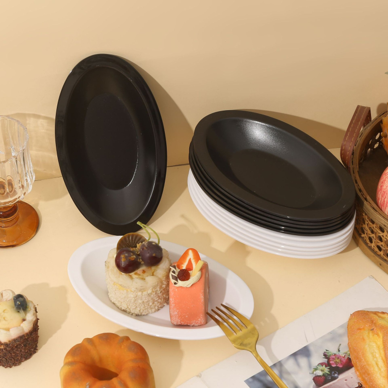 Ovalný tanier na korenie z melamínu, reštauračná riad, jednovrstvové formovanie, moderný jednoduchý štýl, vhodné pre hotely a stravovanie