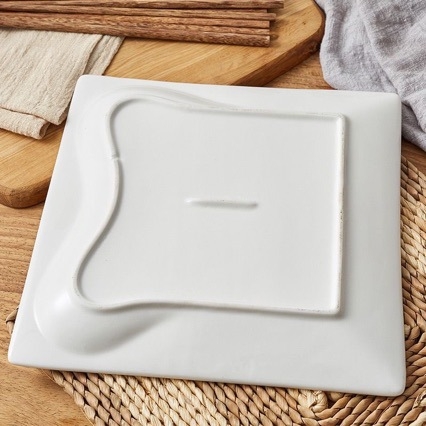 Kvadratna keramička ploča za hotele, porcelan ojačan magnezijem, visoka bijela, debeli dizajn, moderan jednostavan dizajn, ploča za steak s motivom leptirove orhideje