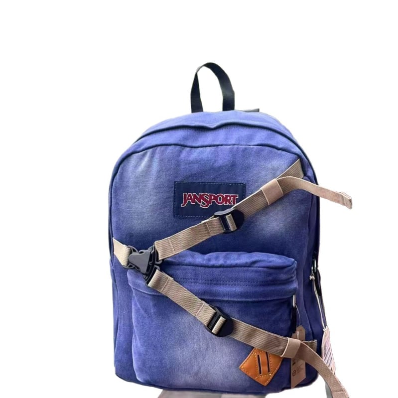 Jansport Denim Hátizsák Uniszex – Szabadidős utazáshoz, Oxford anyag, Légpárnás vállpántok, Letters mintázat