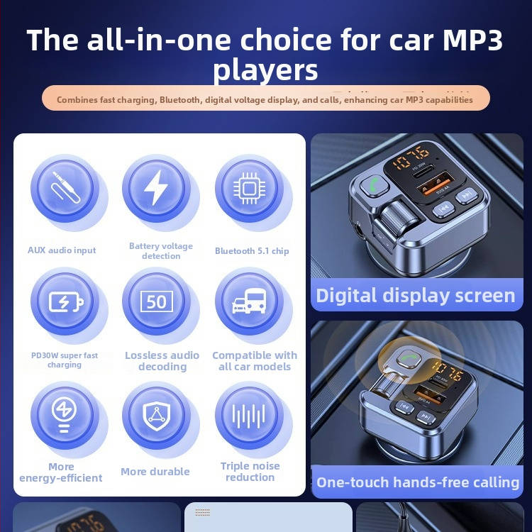 Δέκτης Bluetooth αυτοκινήτου με ήχο χωρίς απώλειες, MP3 player, τροφοδοσία 12V από αναπτήρα, μοντέλο CH-014