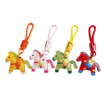 Кожен ключодържател с висулка Year of the Horse, държател за карта, китайски стил