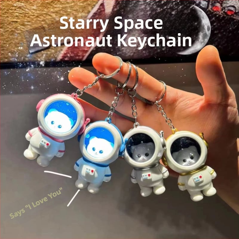 Пластмасов ключодържател с астронавт в звездно небе, нощна лампа, сладък стил