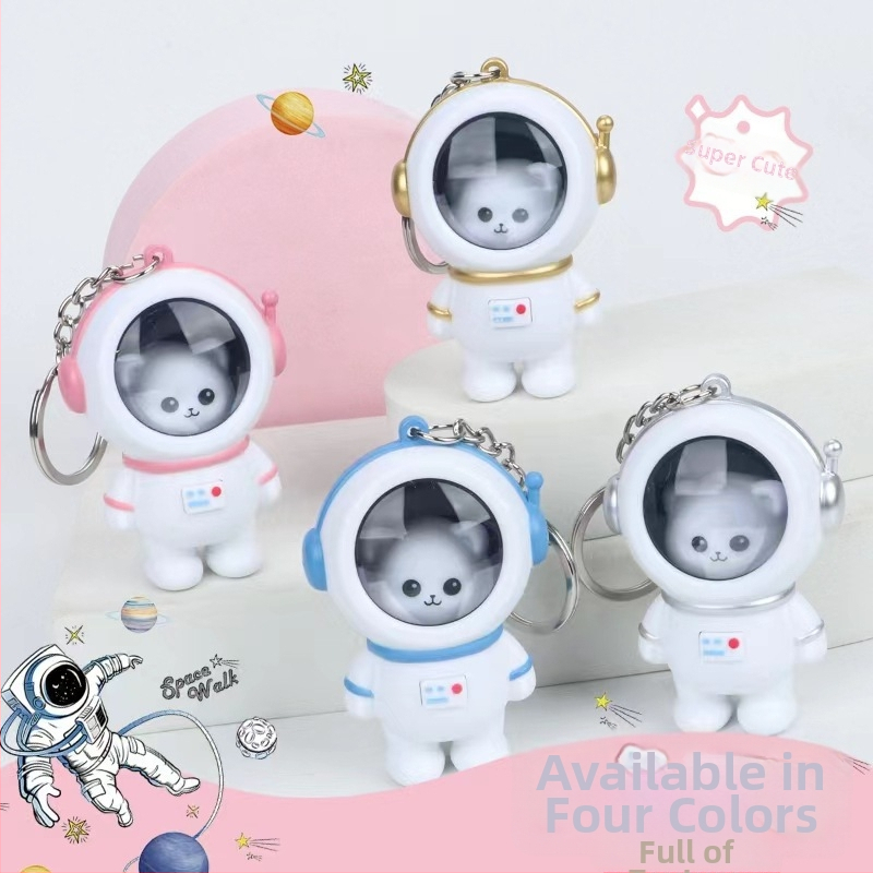 Пластмасов ключодържател с астронавт в звездно небе, нощна лампа, сладък стил