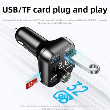 Autós MP3 lejátszó Bluetooth vevővel, S12, 12-24V tápegység, memória nélküli, USB töltő