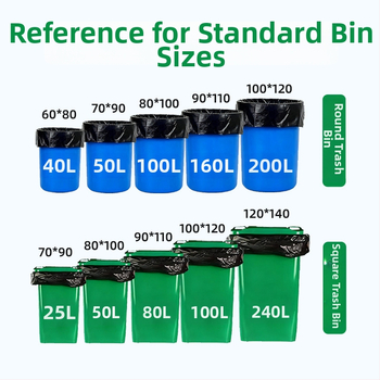 KOMERCINIAI PE ŠIUKŠLIŲ MAIŠAI, storesni, vienkartiniai, plokščio atidarymo, universalus naudojimas