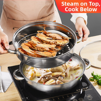 Nerūsējošā tērauda dubultslāņa zupa tvaika katls, piemērots gāzei un indukcijai – Bufetes iekārtojums, pielāgojams logotips, izcelsme Čaozhou