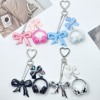 Akrilni privjesak za ključeve u obliku mašne, uzorak srce/kap vode/zvono, završni premaz pečenjem, casual stil, proljeće 2025 izdanje