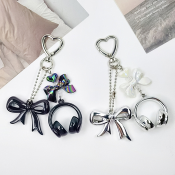 Akrilni privjesak za ključeve u obliku mašne, uzorak srce/kap vode/zvono, završni premaz pečenjem, casual stil, proljeće 2025 izdanje