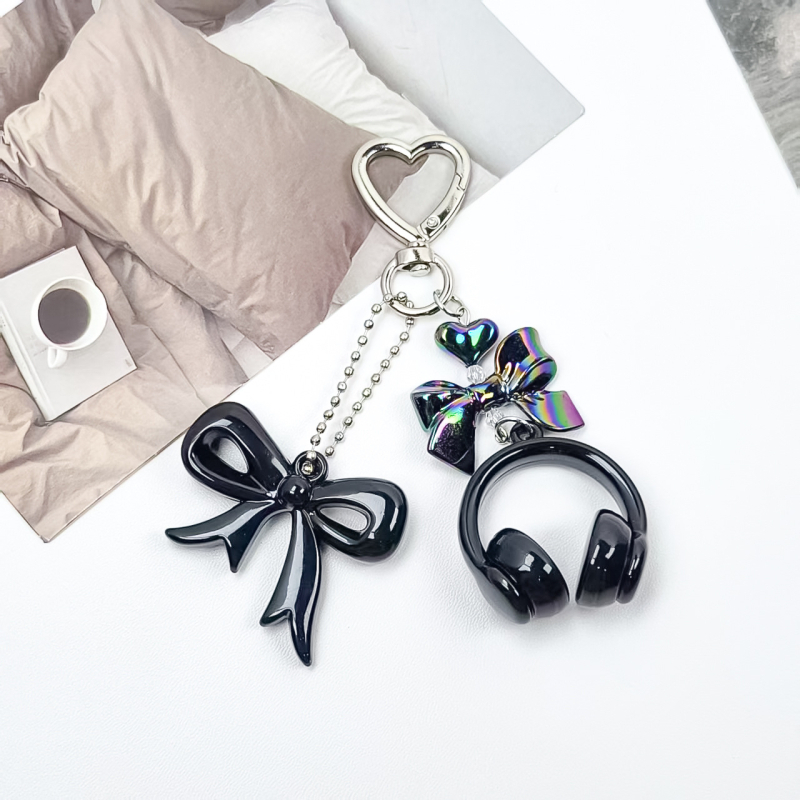 Akrilni privjesak za ključeve u obliku mašne, uzorak srce/kap vode/zvono, završni premaz pečenjem, casual stil, proljeće 2025 izdanje