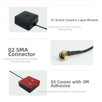 Automobiļu GNSS antena GPS/BeiDou, aktīvā, ar augstu signāla ieguvi, ārējā uzstādīšana