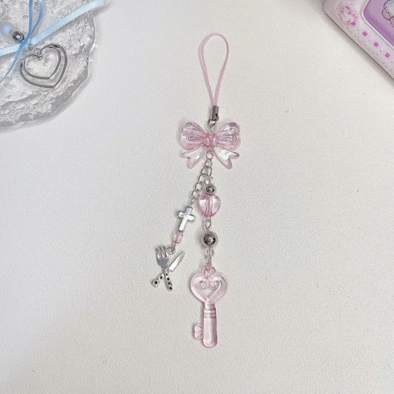 Lanac za telefon s perlicama, privjesak za torbu i privjesak za kameru — plast/smola, ljeto 2024, sladak stil