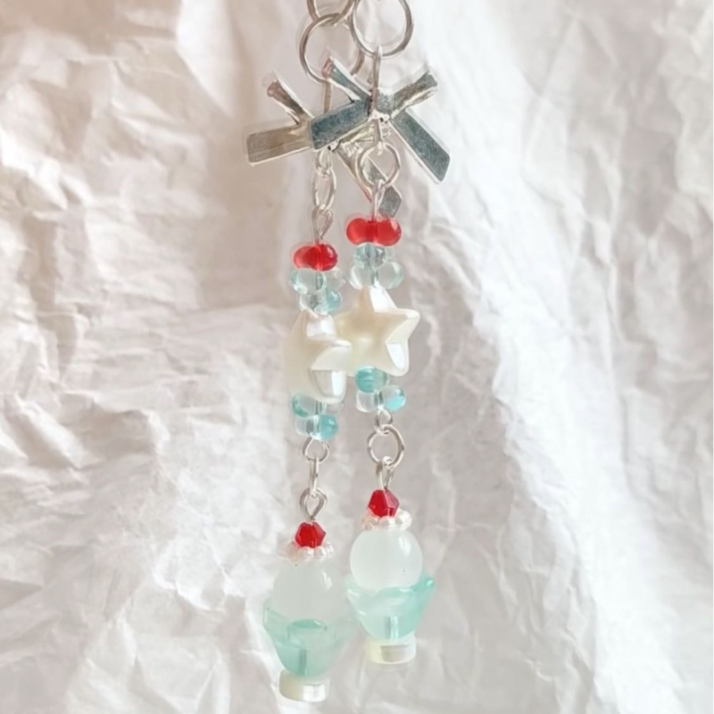 Lanac za telefon s perlicama, privjesak za torbu i privjesak za kameru — plast/smola, ljeto 2024, sladak stil