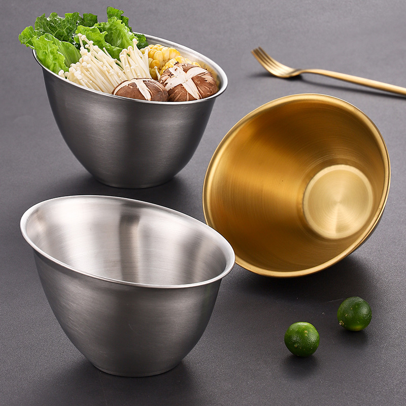 Rozsdamentes acél büfé tál salátákhoz és szószokhoz, kerek, elektroplating felület, átmérők: 15-15.9 cm; 17-17.9 cm; 19-19.9 cm, szállodák és éttermek számára, logó felvihető