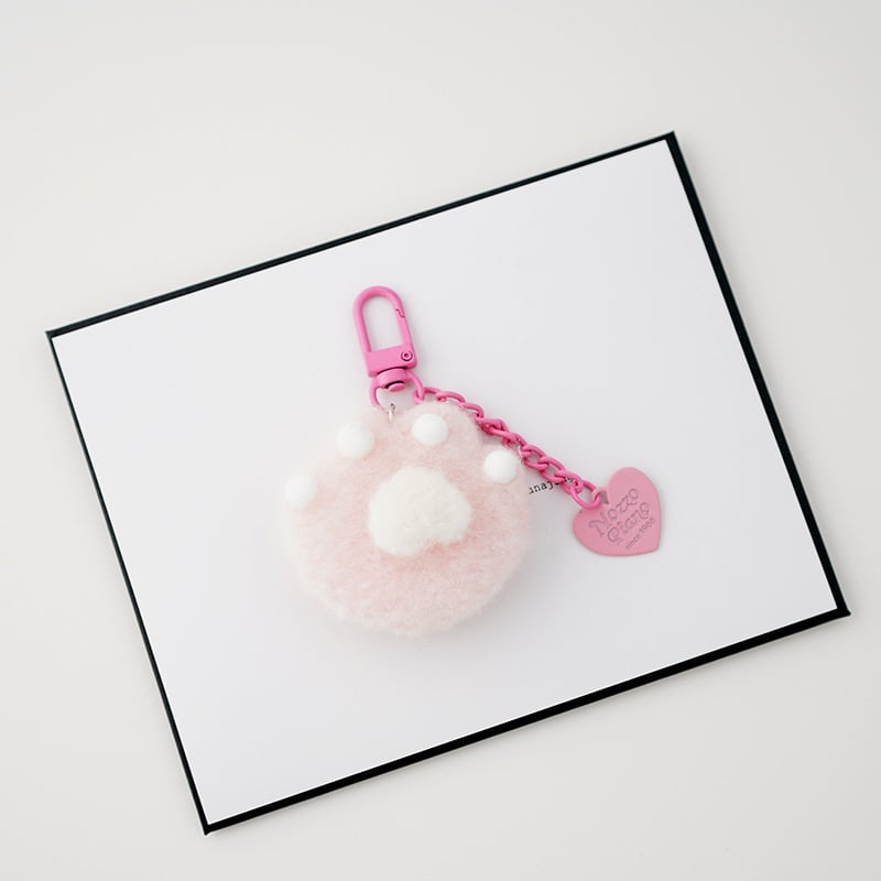 Ключодържател с плюшено котешко лапче, автомобилен ключодържател, сладък плюшен топчест аксесоар за чанта; Материал: плюш; Стил: очарователен; Подходящ подарък за сватба или рожден ден; Празници: Валентин, Танабата