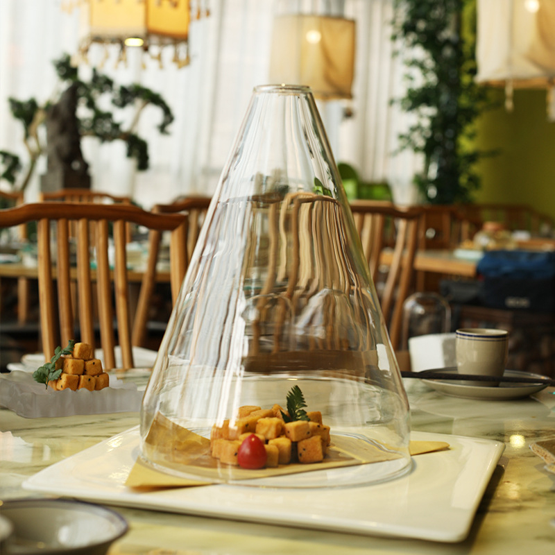 Bufet oprema: poklopac od masivnog drveta s borosilikatnim staklom za molekularnu gastronomiju