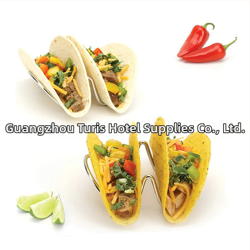 Nerūsējošā tērauda taco un tortilju statīvs buffetam, U formas, vienkāršs dizains, uzsākts 2018
