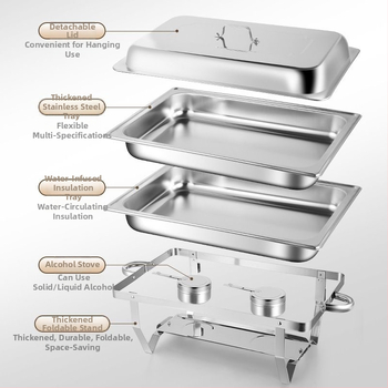 Nerūsējošā tērauda bufetes iekārta ar izolētām nodalījumu kamerām brokastīm un ātrai ēdienošanai