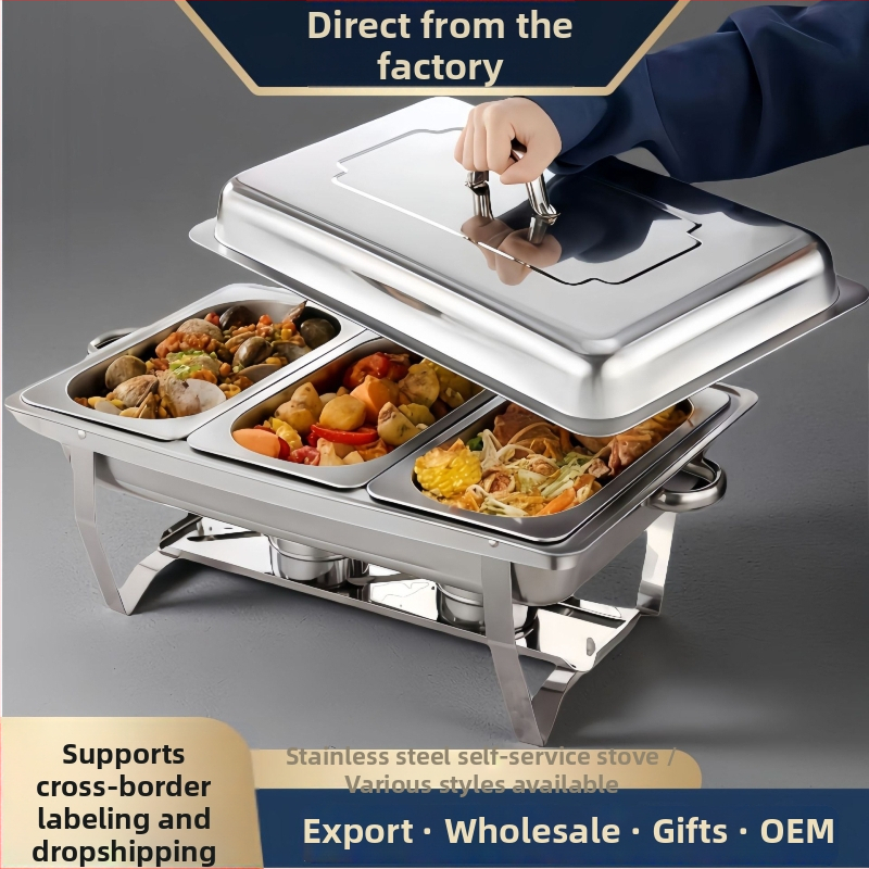 Nerūsējošā tērauda bufetes iekārta ar izolētām nodalījumu kamerām brokastīm un ātrai ēdienošanai