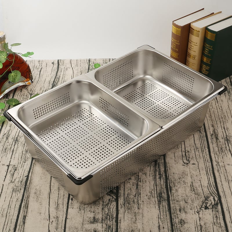 Nehrđajući čelični porcionarni bazen za buffet, pravokutni odvodni bazen s filtrom, mogućnost prilagodbe logotipa