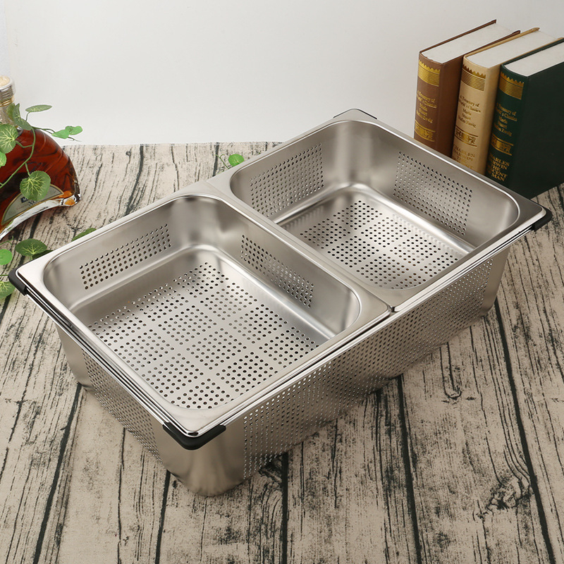 Nehrđajući čelični porcionarni bazen za buffet, pravokutni odvodni bazen s filtrom, mogućnost prilagodbe logotipa