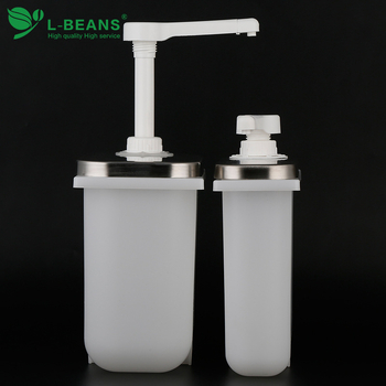 Plastična pumpa za umak s bazom i nehrđajućim čeličnim tlakom za umak – oprema za švedski stol, marka l-beans, tiskano logotip, vrhunska kvaliteta, lansirano 2016