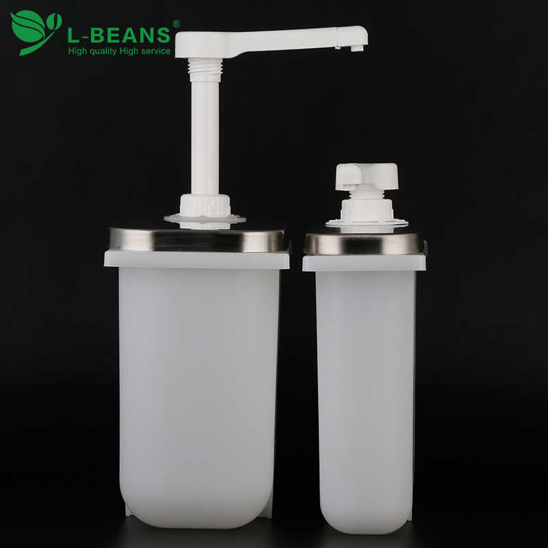 Plastična pumpa za umak s bazom i nehrđajućim čeličnim tlakom za umak – oprema za švedski stol, marka l-beans, tiskano logotip, vrhunska kvaliteta, lansirano 2016