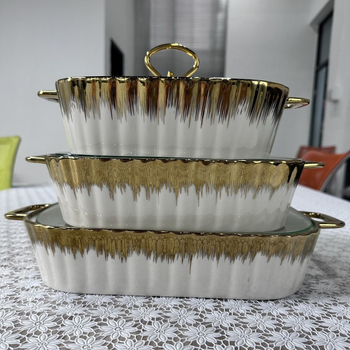 Keramični pravokutni lonac s dvostrukim držačima, kapacitet 2,2 L, za juhe, kuhanje na pari i pečenje ribe