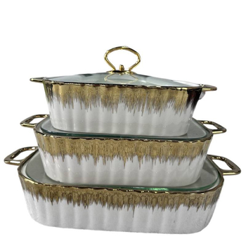 Keramični pravokutni lonac s dvostrukim držačima, kapacitet 2,2 L, za juhe, kuhanje na pari i pečenje ribe