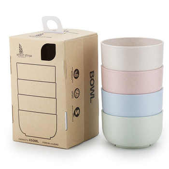 Set zdjela od slame pšenice, kružne, 4 komada, mikrovalna kompatibilnost, mogućnost prilagodbe