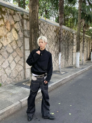 Muške traperice ravnog kroja s patchworkom od pamuka, srednji pojas, zatvarač, svakodnevno nošenje