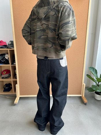 Muške traperice ravnog kroja s patchworkom od pamuka, srednji pojas, zatvarač, svakodnevno nošenje