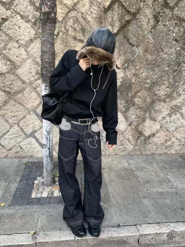 Muške traperice ravnog kroja s patchworkom od pamuka, srednji pojas, zatvarač, svakodnevno nošenje