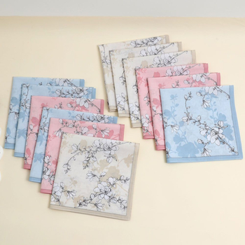 Džepni kvadrat 3-komad set, s floralnim uzorkom, mekan i tanak (Raspoloživo na skladištu; Materijal: zlitina; Godina/sezona: proljeće 2025; Obrada: Drugo)