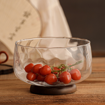 Стъклена чиния за плодове с висока стойка за хол, прост стил
