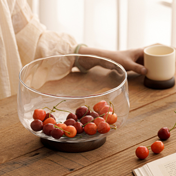 Стъклена чиния за плодове с висока стойка за хол, прост стил