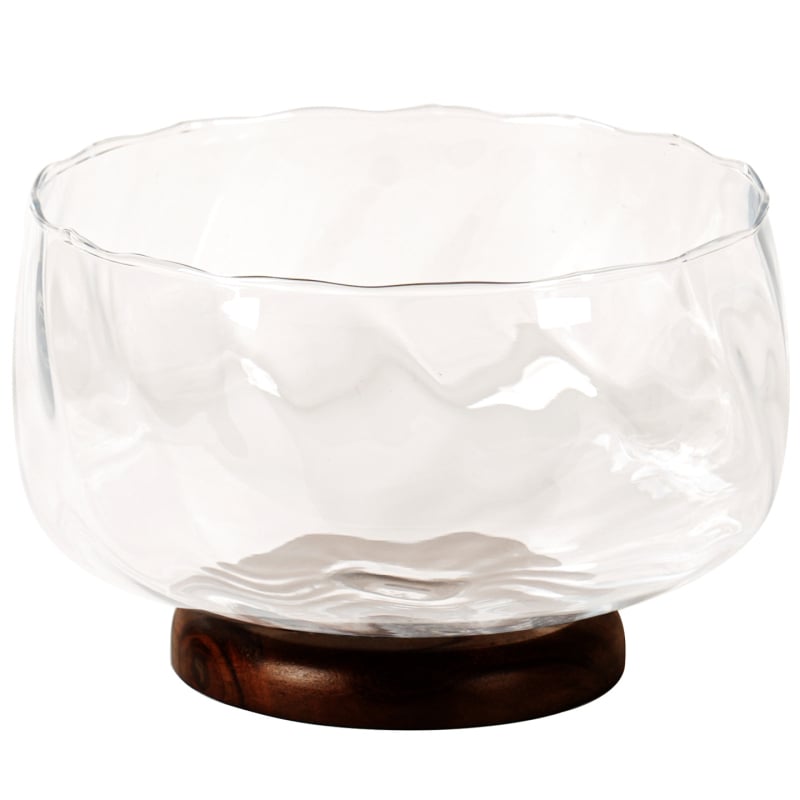 Стъклена чиния за плодове с висока стойка за хол, прост стил