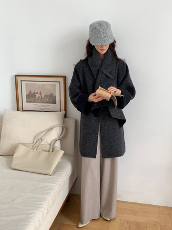 Ženski vuneni kaput srednje duljine sa šalom i ovratnikom, debeli kroj, Raglan rukavi, jednostruko kopčanje, korejski stil, jesen-zima 2025